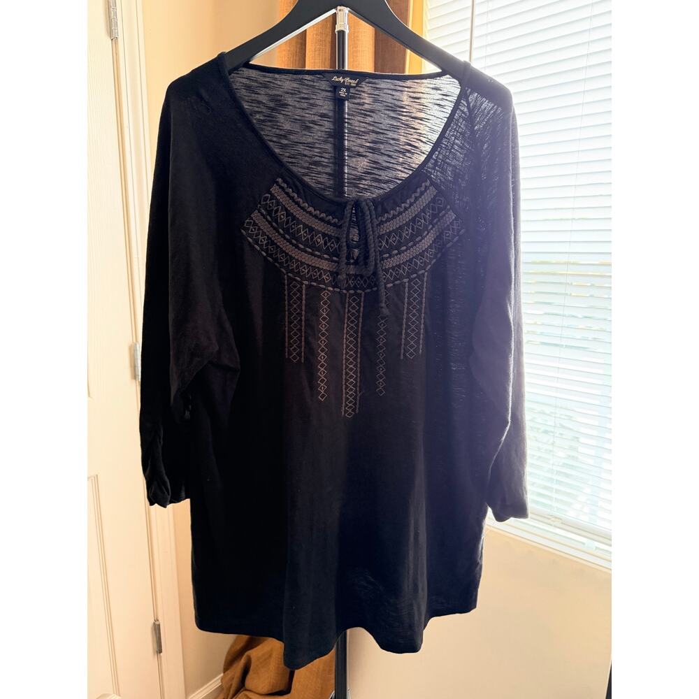 Lucky Brand black boho top 100% cotton